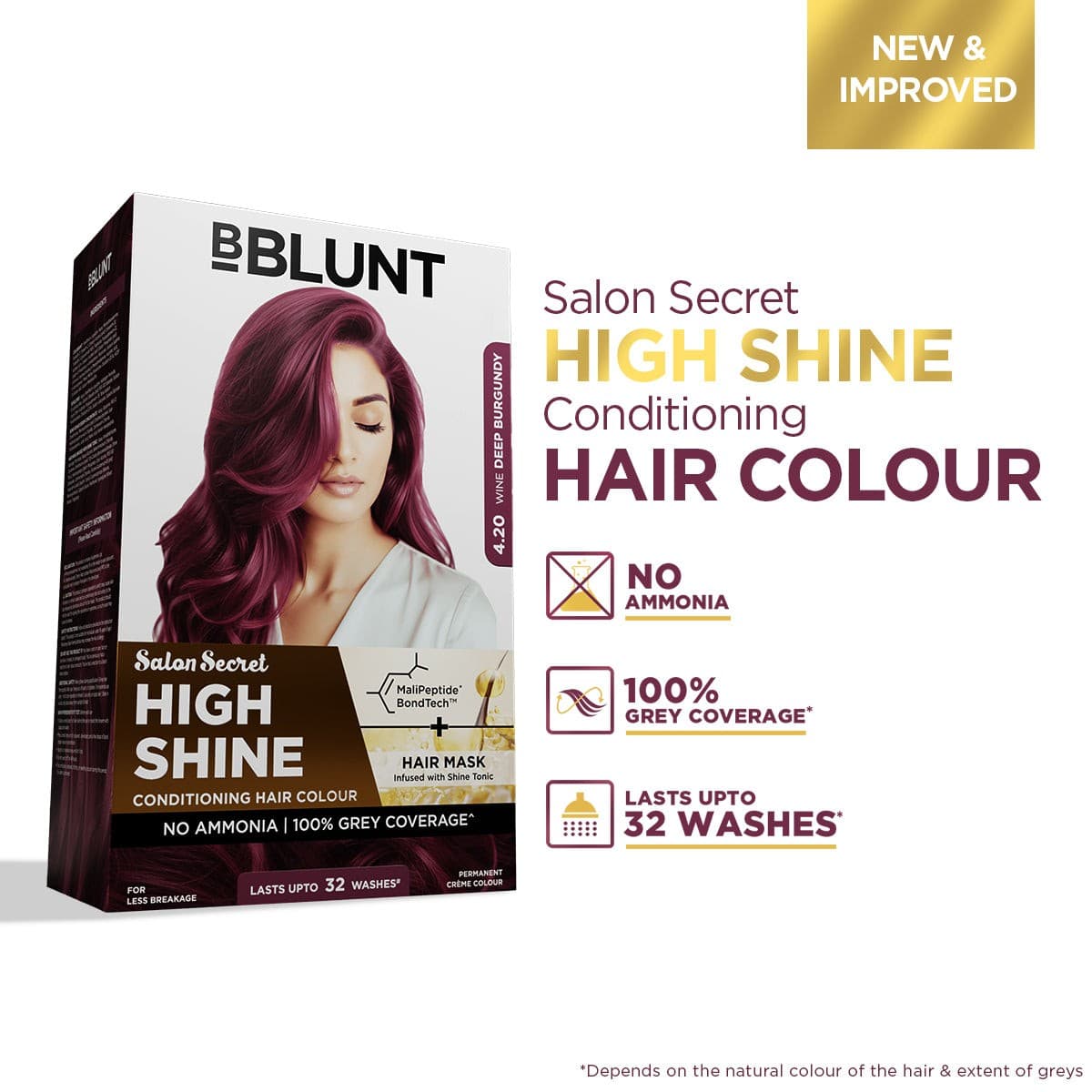 High Shine Conditioning Hair Colour - Wine Deep Burgundy (Shade 4.20)(Pack of 2)