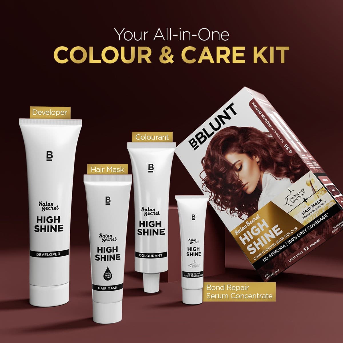 High Shine Conditioning Hair Colour - Mahogany Reddish Brown (Shade 4.56)(Pack of 2)