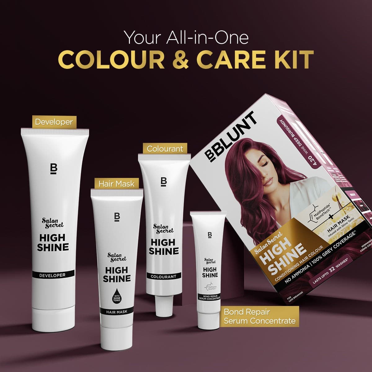 High Shine Conditioning Hair Colour - Wine Deep Burgundy (Shade 4.20)(Pack of 2)