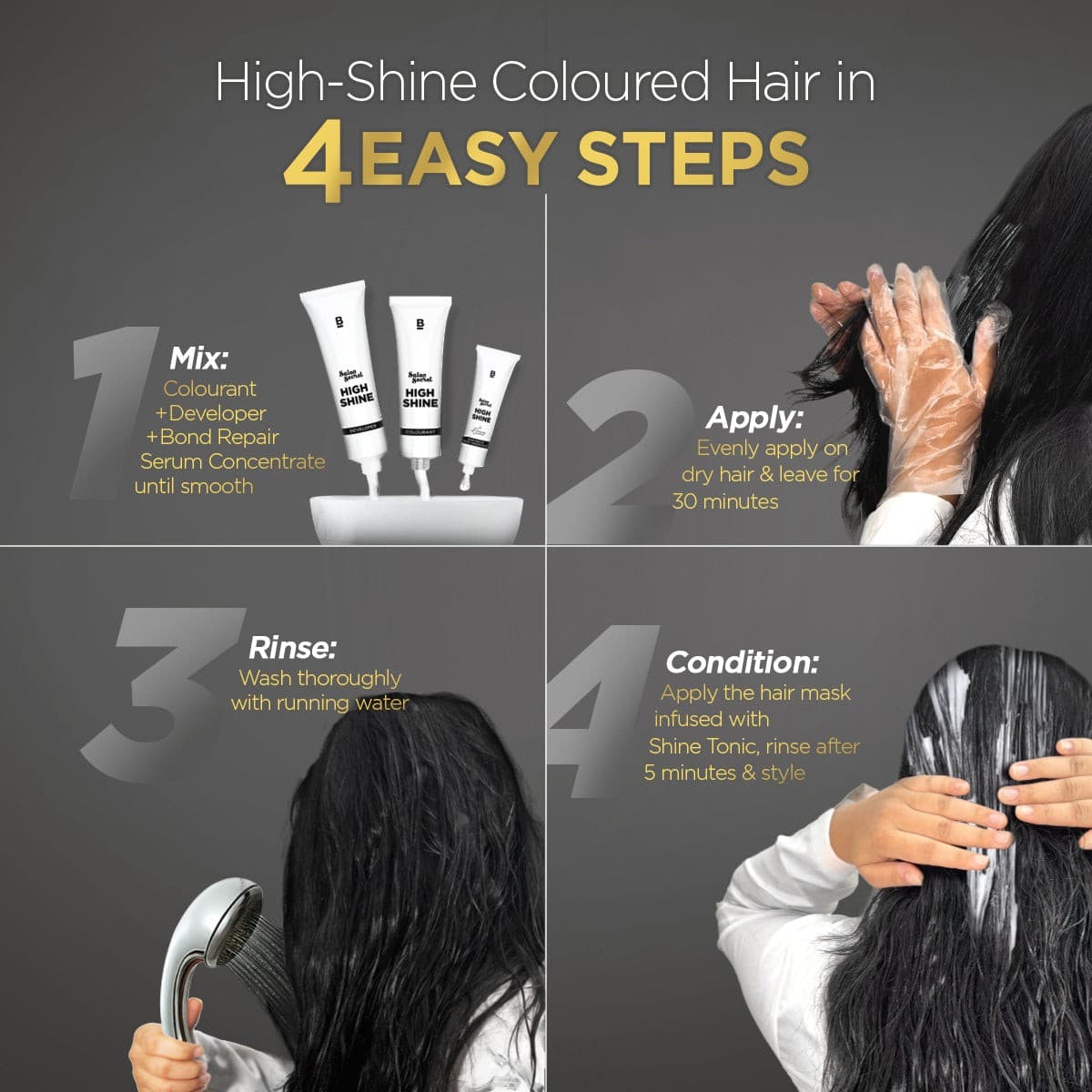High Shine Conditioning Hair Colour - Natural Black (Shade 1)(Pack of 3)