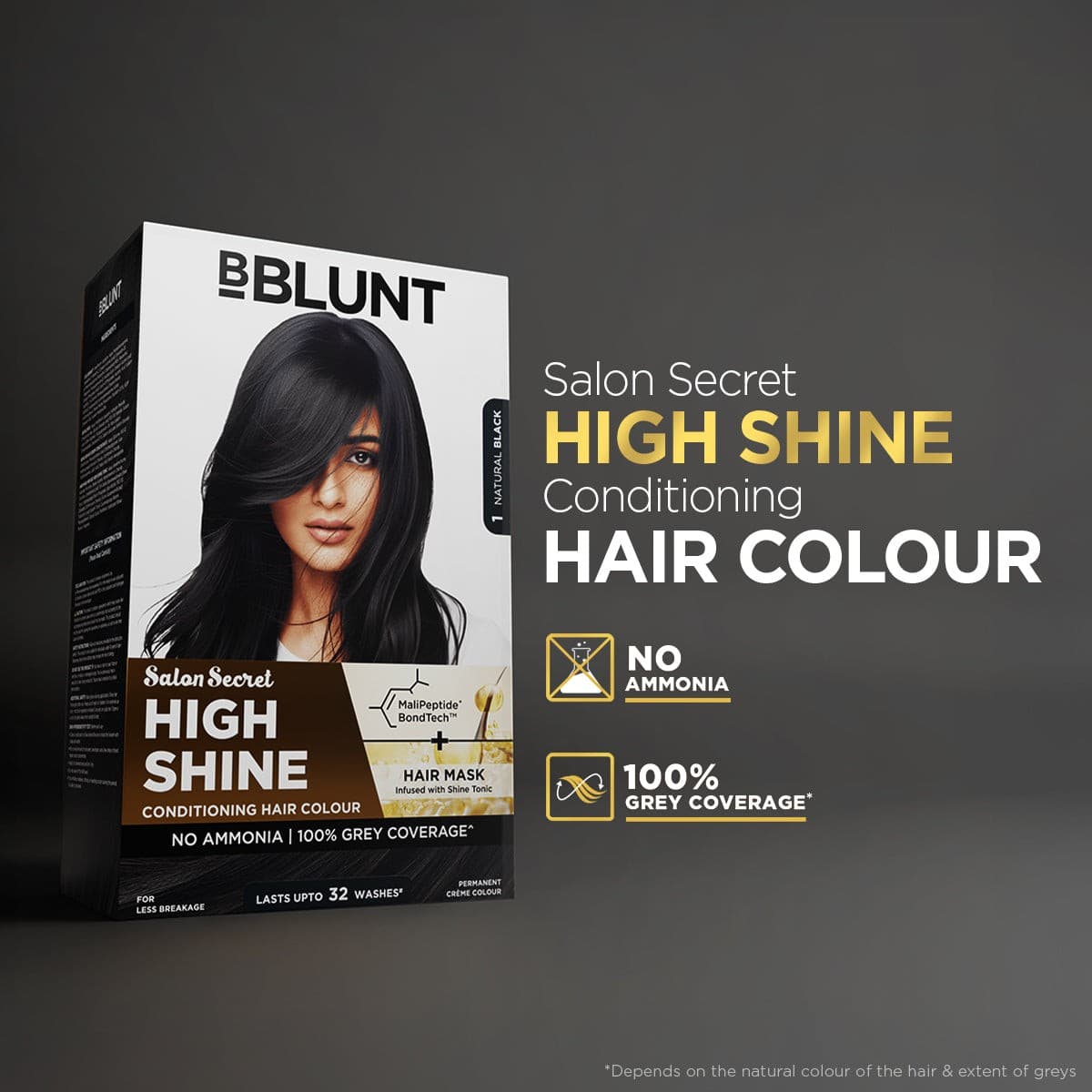 High Shine Conditioning Hair Colour - Natural Black (Shade 1)(Pack of 2)